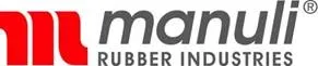 A red and white logo for manuli rubber industries
