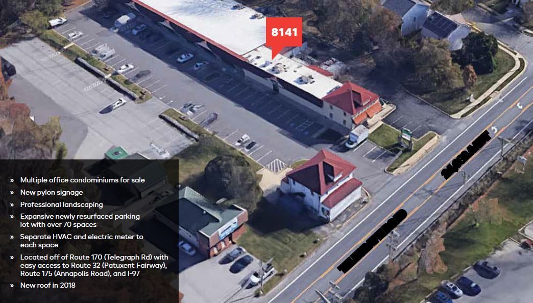 An aerial view of a building with the number 8141 on it