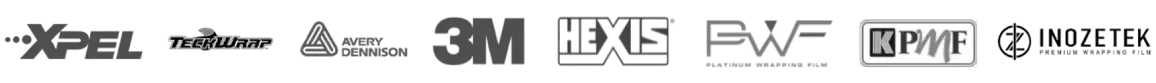 Row of brand logos in black and gray on a light background.