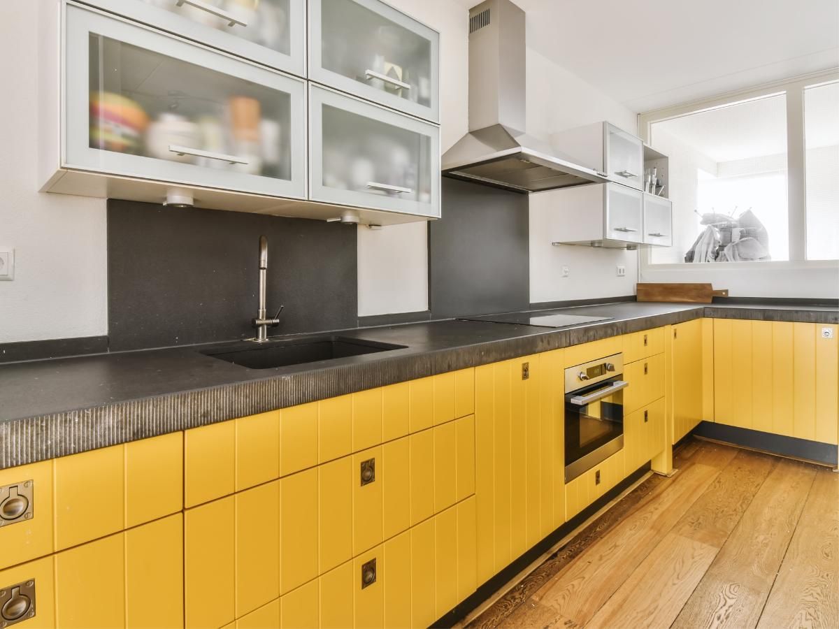 before spray painting a kitchen