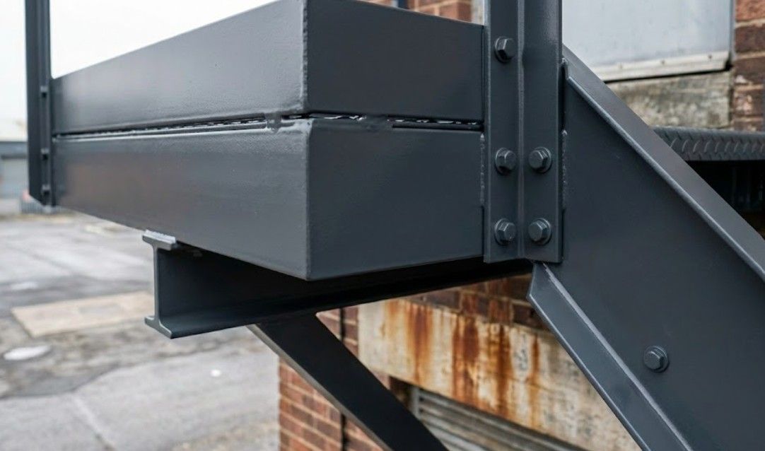 Spray Maestro after spray painting a metal corroded staircase