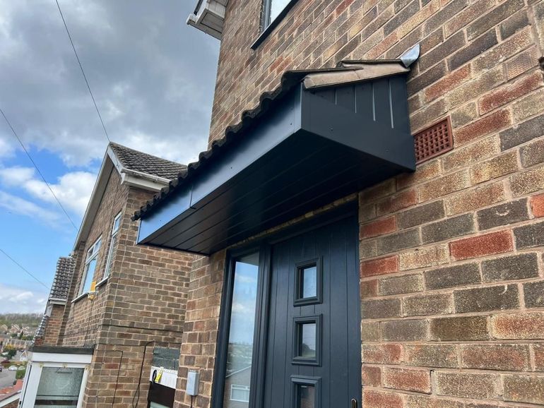 The same Carlton porch canopy after spraying anthracite