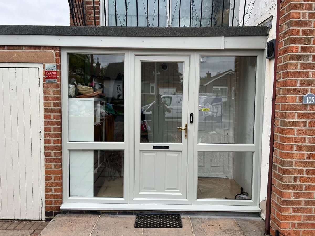 Spray Maestro after porch and front door spraying to charcoal grey
