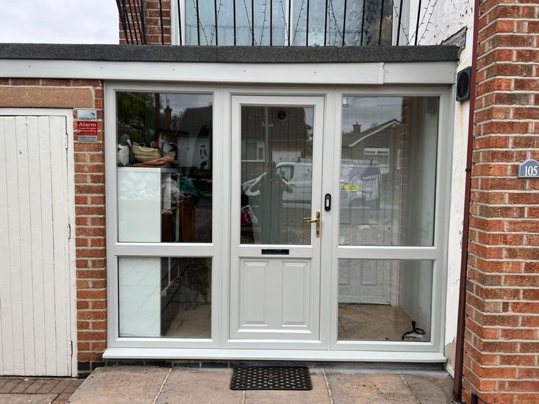 The same West Bridgford door and porch after spraying agate grey