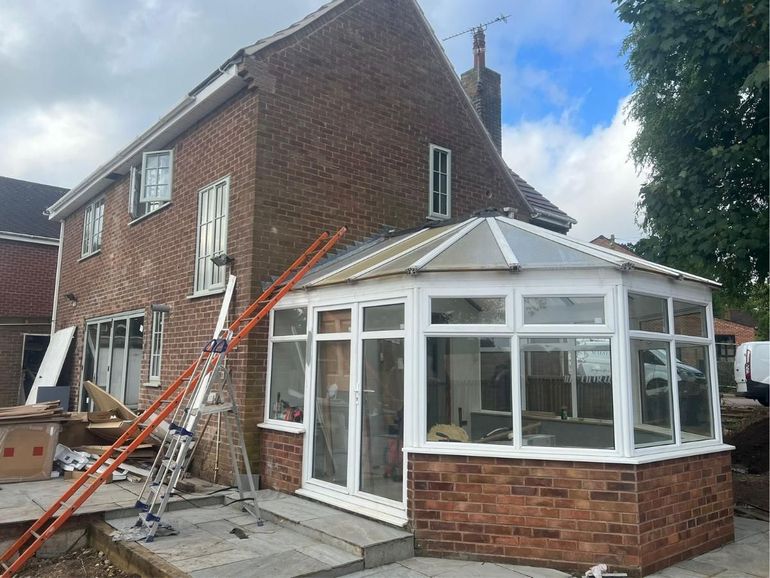 White uPVC conservatory in Bingham before spraying