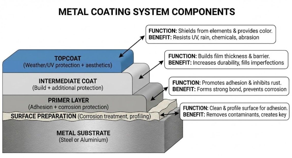 Infographic  showing Metal Coating System Components
