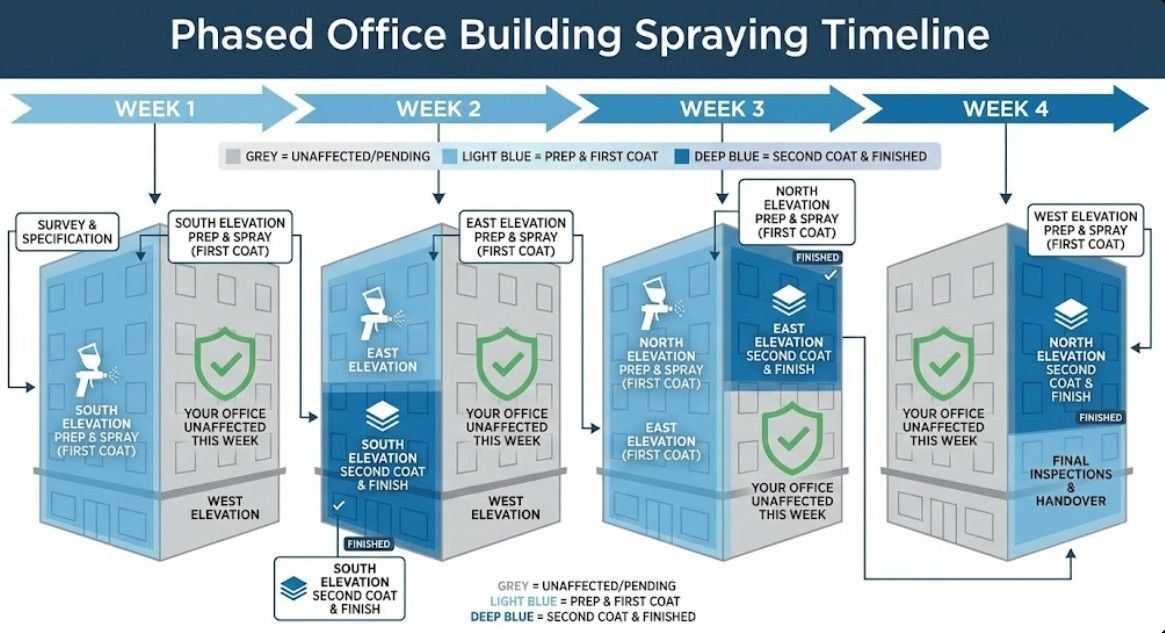 Infographic Showing The Shop Front Spraying Process Timeline