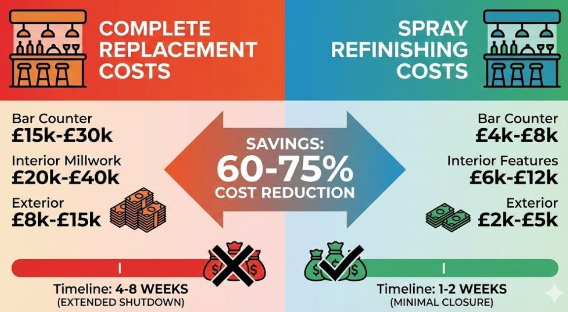 Infographic showing Restaurant vs Bar Refurbishment Economics