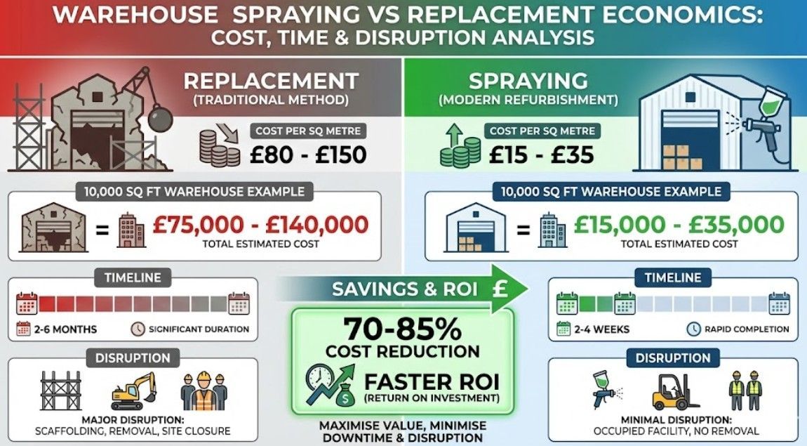 Infographic Shop Front Spraying vs Replacement Cost Comparison