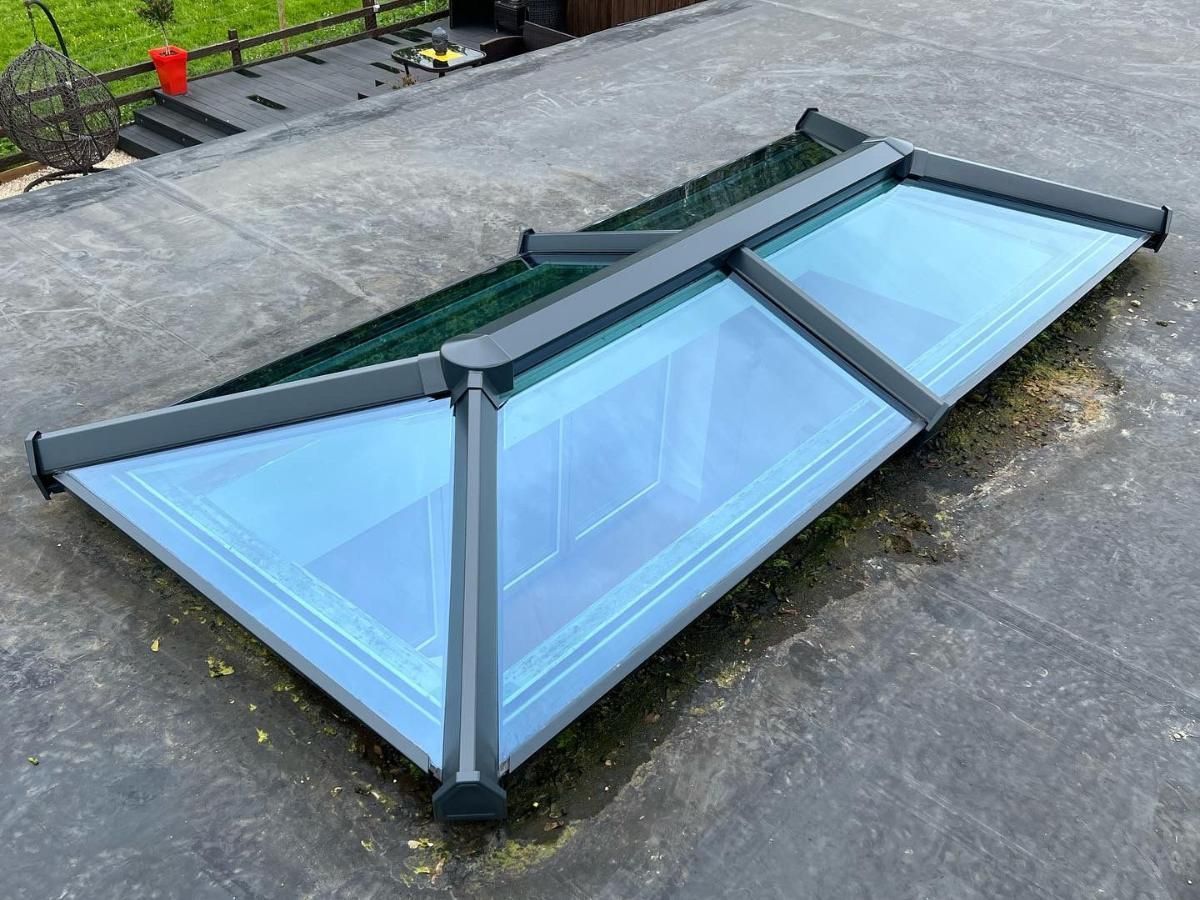 UPVC roof lantern spraying from white to anthracite grey in Lambley, Nottingham