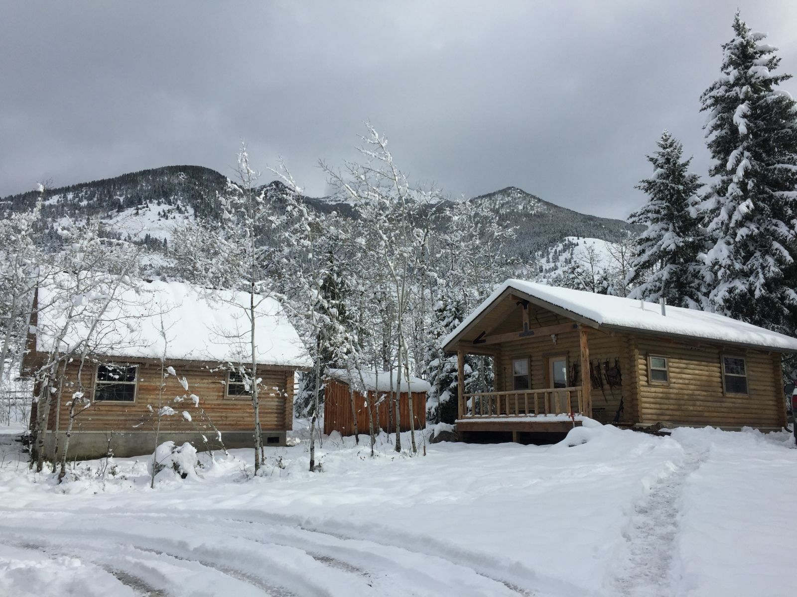 Hunting camp in winter