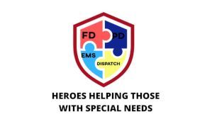 Shield with puzzle pieces for FD, PD, EMS, Dispatch.