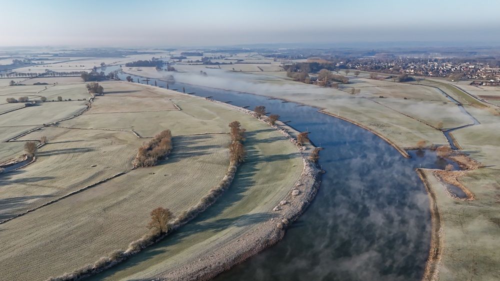 Drone photo of frozen landscape