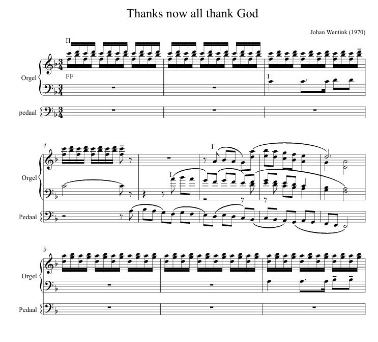Dank, dankt nu allen God voor orgel