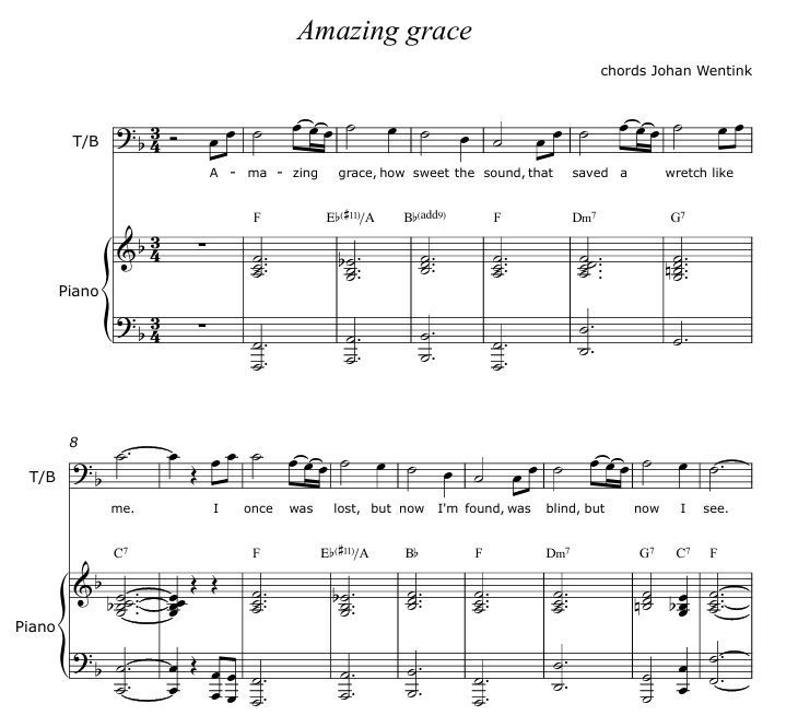Choral score – Amazing Grace (jazz version)
