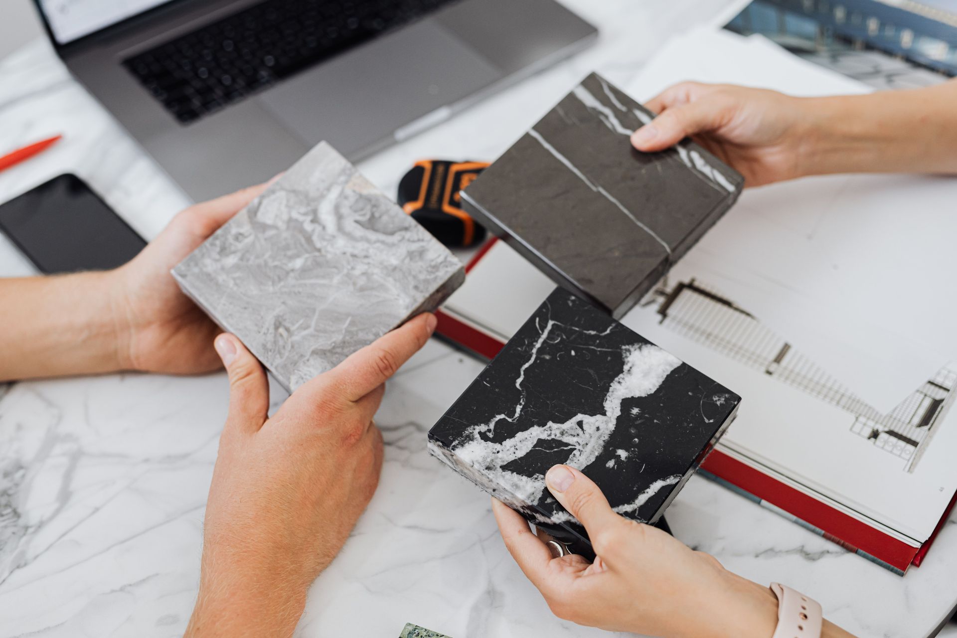 Choosing tile and countertop samples