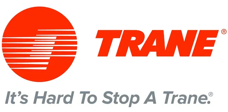Trane logo: red circle and text, 