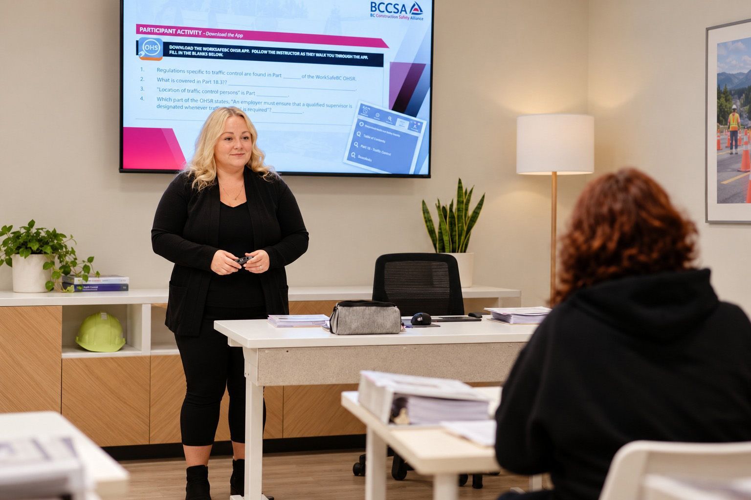 Brittni Bowles teaching a BCCSA TCP course in a classroom