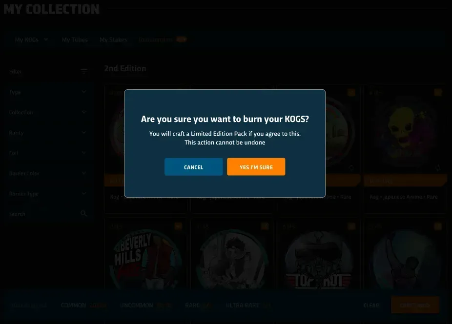 KOGs burn confirmation of special edition pack