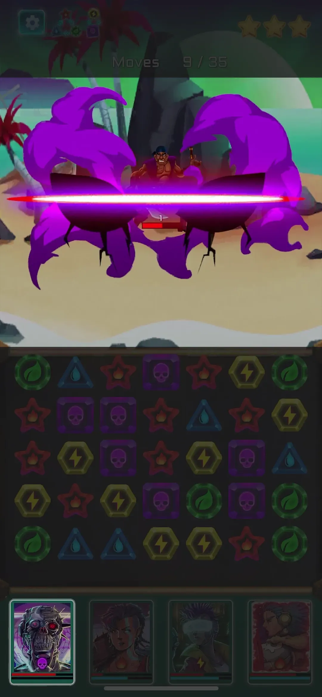 Destroy all enemies before you run out of moves on how to play the KOGs: QUEST!