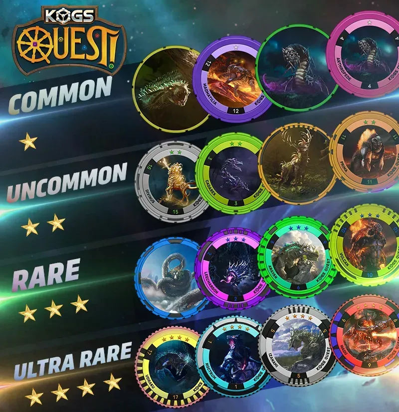 Dragon rush rarity common uncommon rare and ultra rare in the KOGs Quest gameplay