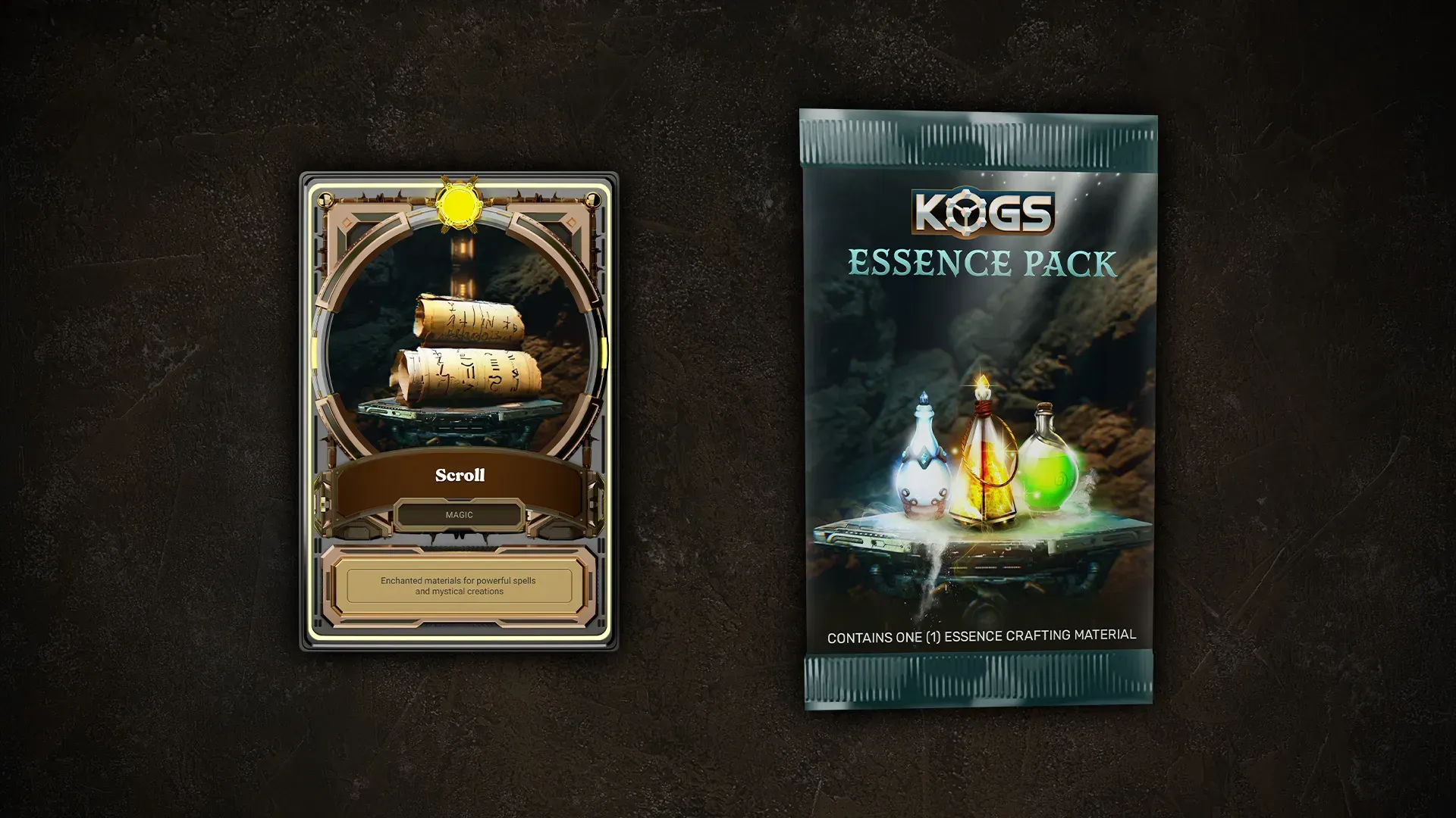 Magic scroll enchanted materials for power spells and mystical creatures essence crafting KOGs pack