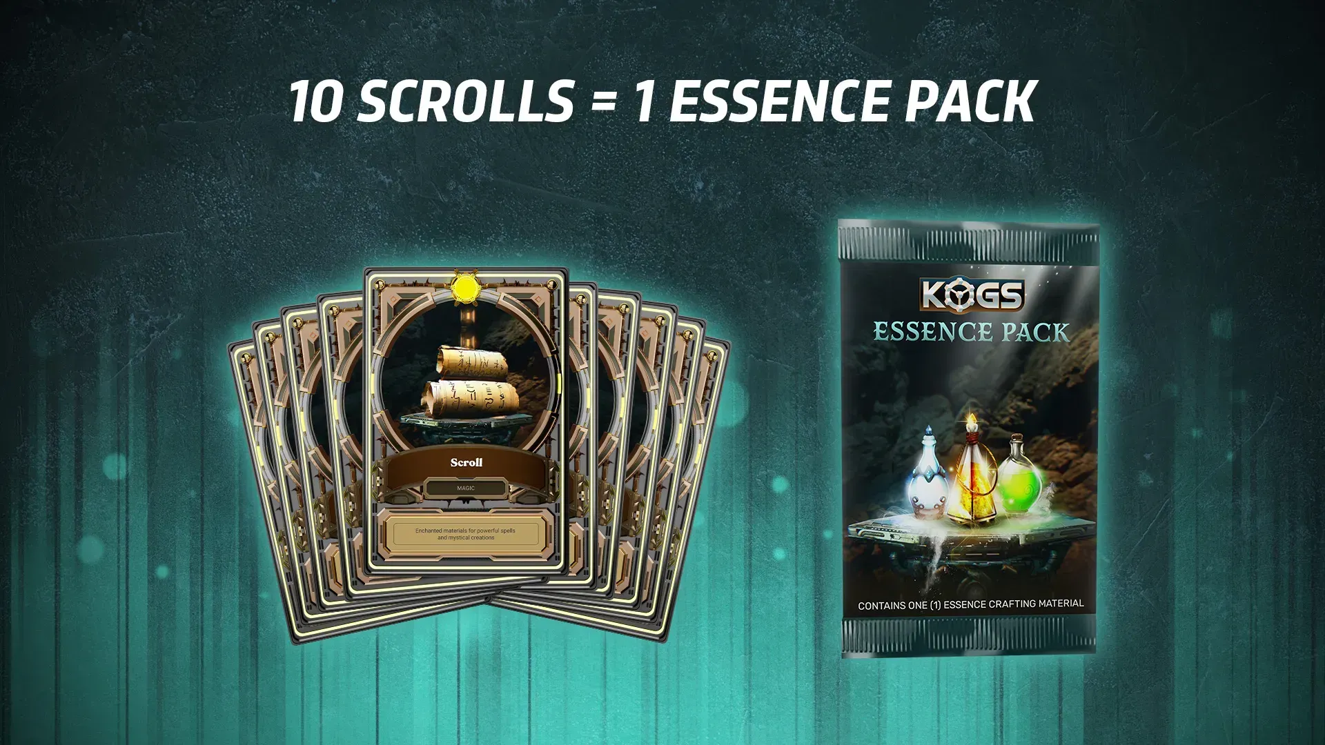 10 scrolls crafting materials for 1 KOGs QUEST! essence pack