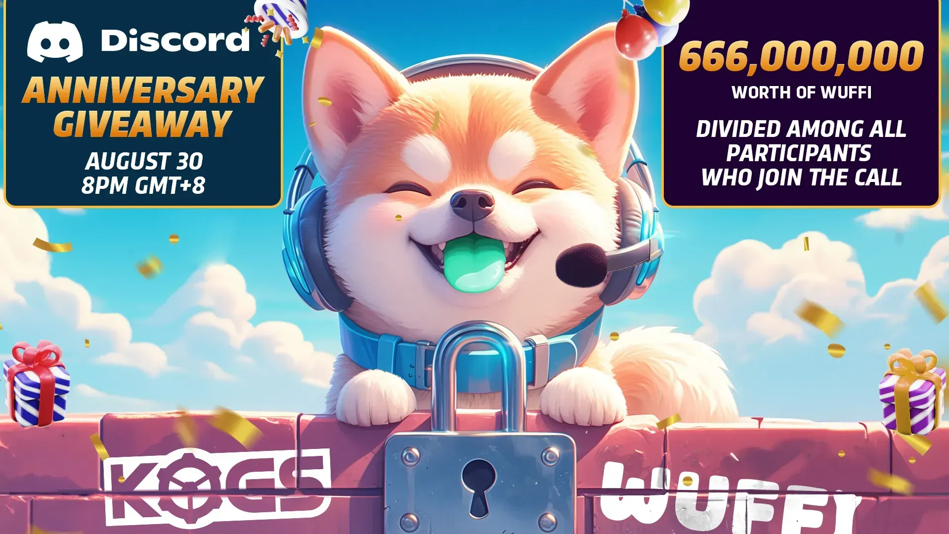 KOGs and Wuffi: Discord Anniversary Giveaway on August 30 8 PM GMT +8