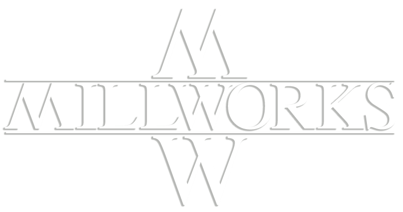 MILWORKS logo in light gray, with stylized M above and below the wordmark