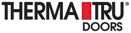 The logo for therma tru doors is on a white background.