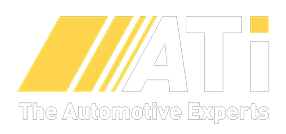 Yellow and white ATI logo with