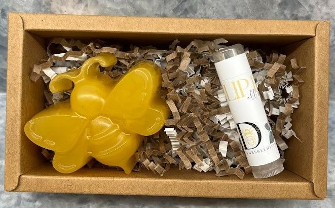 Handmade natural honey soap and beeswax lip balm gift set.