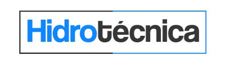 Logotipo de Hidrotécnica en texto azul y negro dentro de un cuadro blanco.