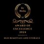 E2 Media “Award of Excellence 2024” plaque for HLH Removals and Storage on black background