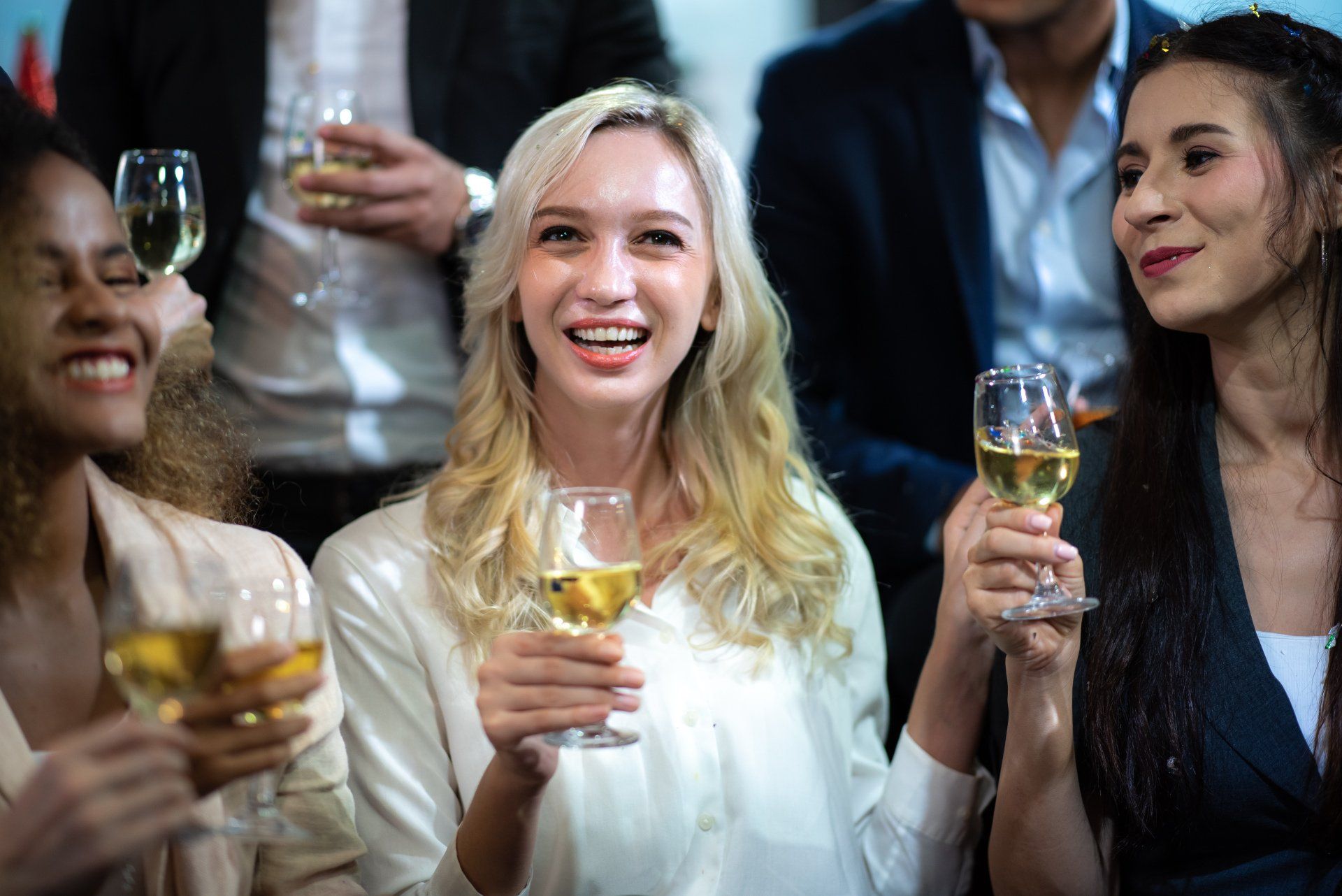 business partners toasting at a company event