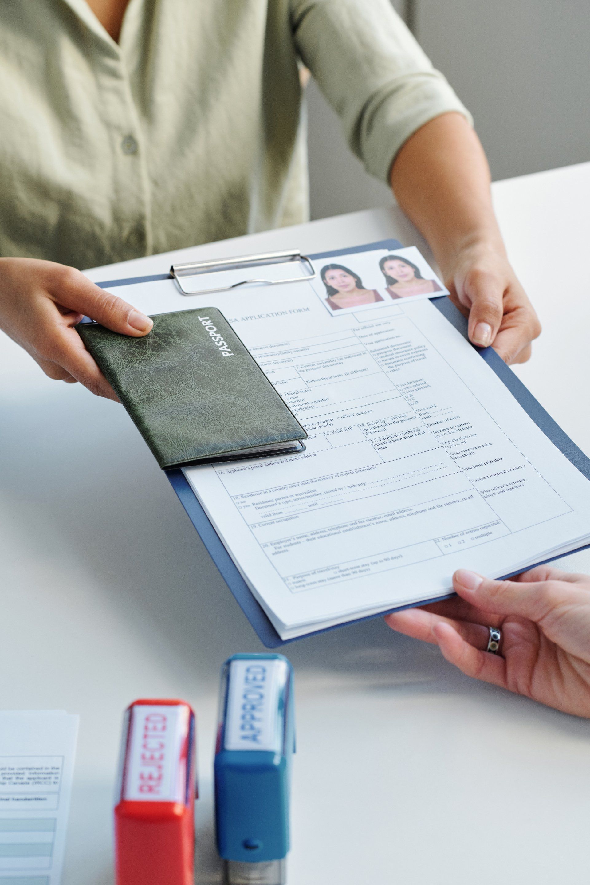 client using a visa processing service