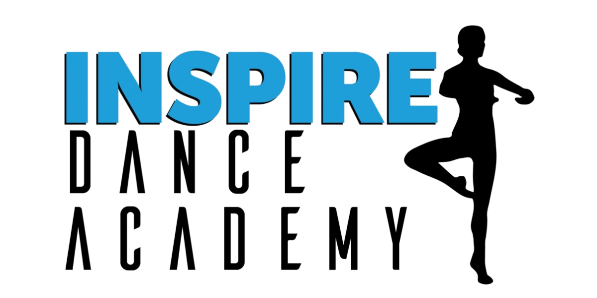 Inspire Dance Academy logo with blue “INSPIRE,” black “DANCE ACADEMY,” and a dancer silhouette