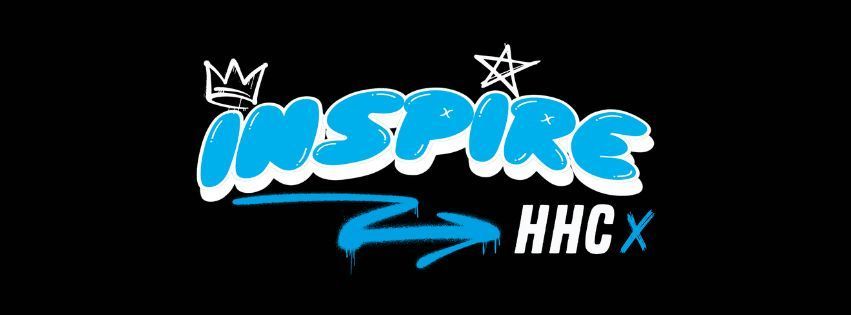 Blue “INSPIRE” logo with a crown and star, plus “AHC x” on a black background