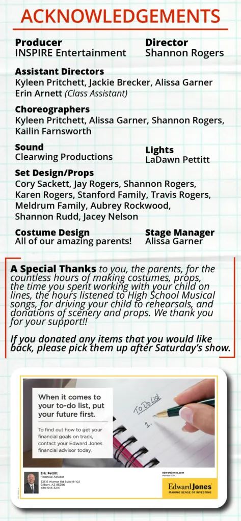 Acknowledgements page with staff names and a thank-you note, plus a small promotional image at the bottom.