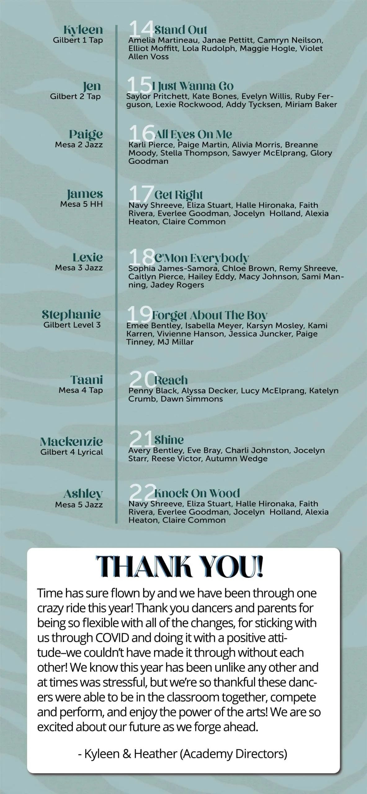 Vertical flyer with a numbered list and a “THANK YOU!” note at the bottom.