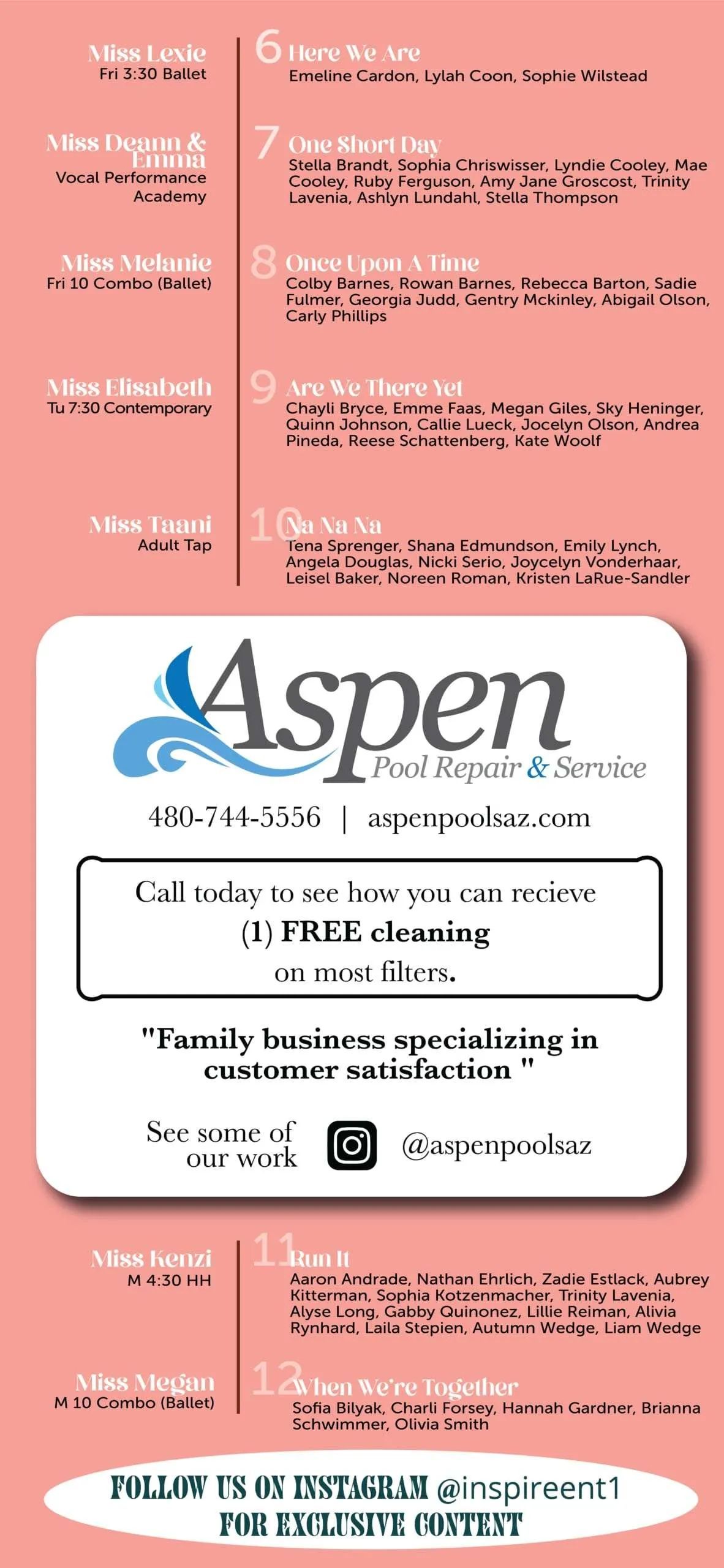 Pink Aspen promotional flyer with a QR code and event details.
