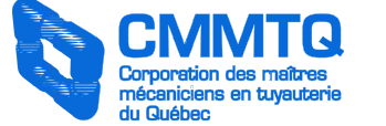 Blue CMMTQ logo with the text “Corporation des maîtres mécaniciens en tuyauterie du Québec”