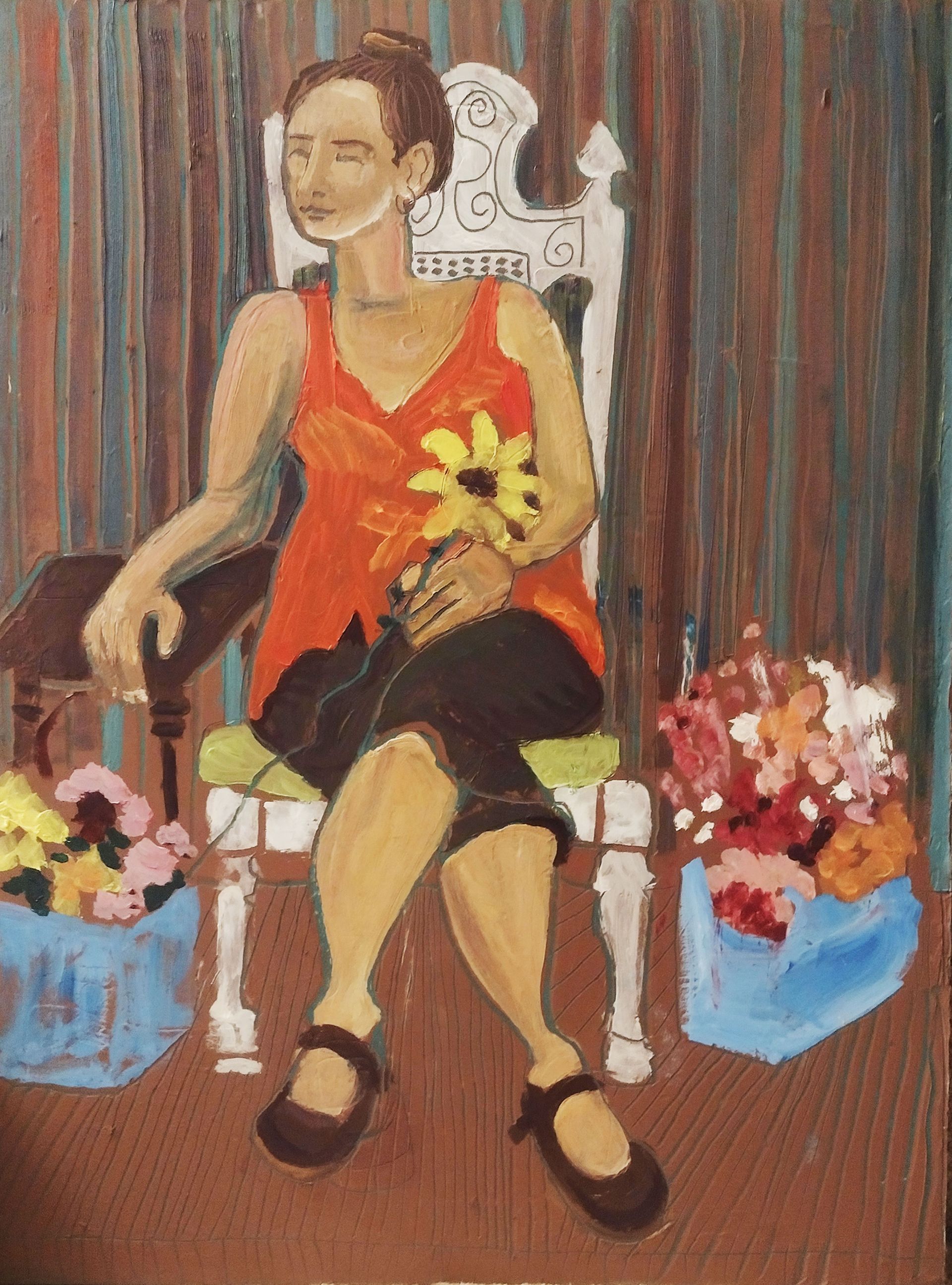 18”x24”  oil paint & cold wax on painted birch panel $999.00