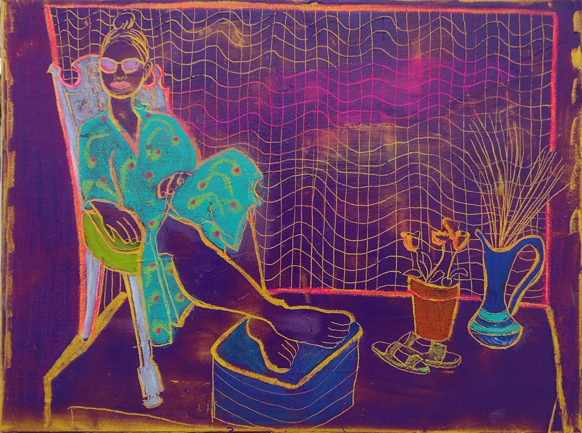 14” x 24” cold wax and oil on stretched canvas -original $350.00