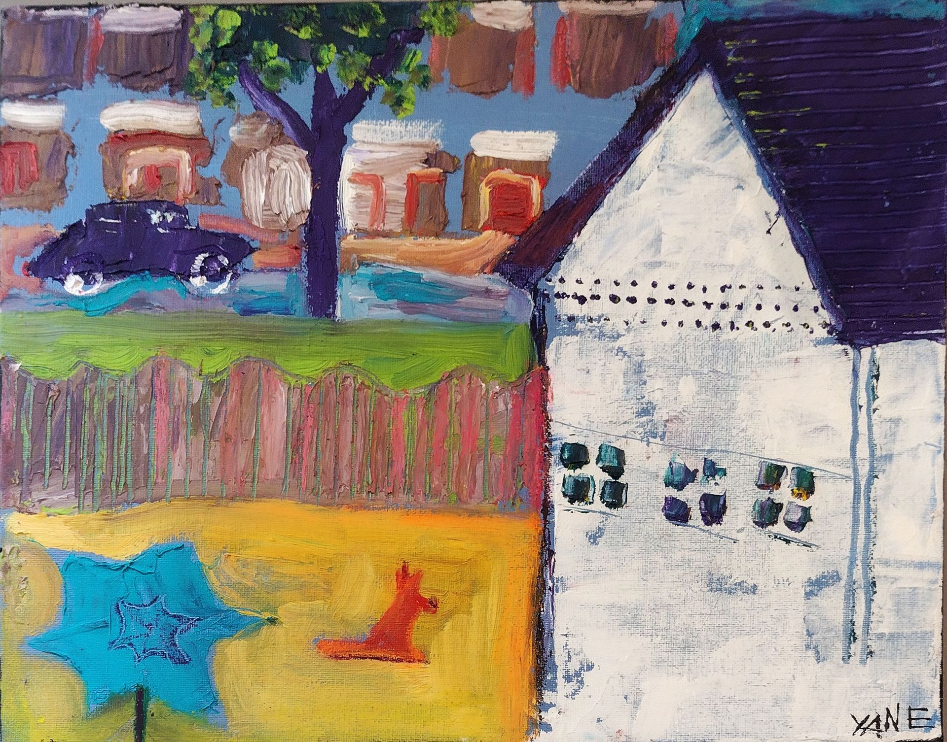 11”  x 14”  oil paint & cold wax on painted birch panel –original $260.00 