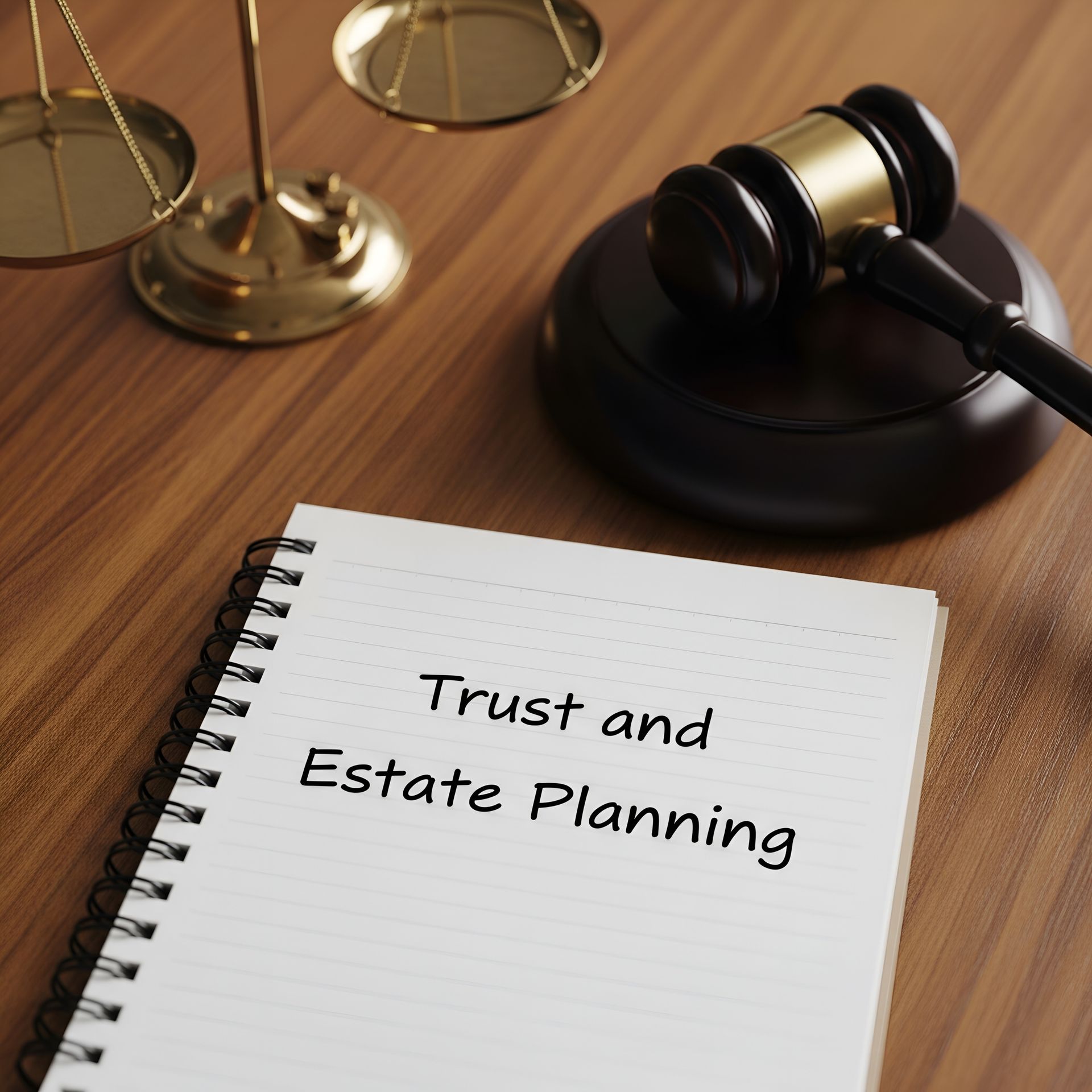 Trust and estate planning form next to gavel.