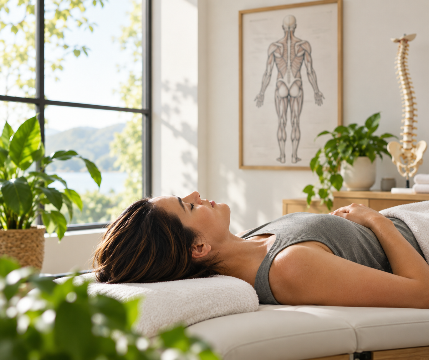 Osteopathic physician evaluating a patient's musculoskeletal health