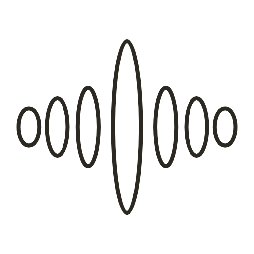 Um desenho em preto e branco de uma onda sonora em um fundo branco.