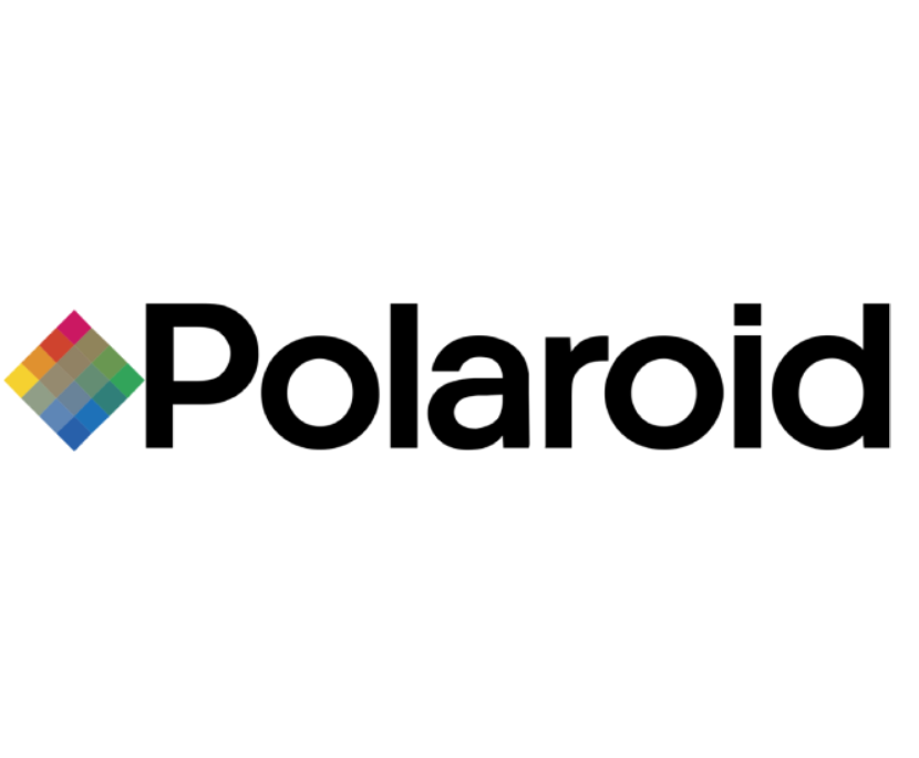 Il logo polaroid è su sfondo bianco.