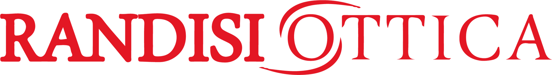 Un logo rosso e bianco per randisi ottica